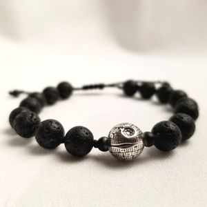 Death Star Lava Stone Bracelet, OS Adjustable